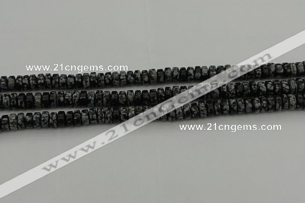 CRB431 15.5 inches 5*8mm rondelle snowflake obsidian beads