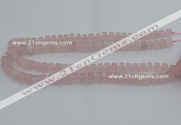 CRB451 15.5 inche 6*10mm tyre matte rose quartz gemstone beads