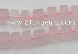 CRB452 15.5 inche 7*11mm tyre matte rose quartz gemstone beads