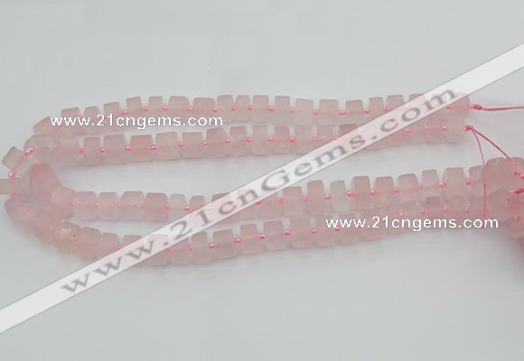 CRB452 15.5 inche 7*11mm tyre matte rose quartz gemstone beads