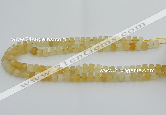 CRB454 15.5 inche 6*10mm tyre matte citrine gemstone beads