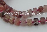 CRB459 15.5 inche 5*8mm tyre matte strawberry quartz gemstone beads