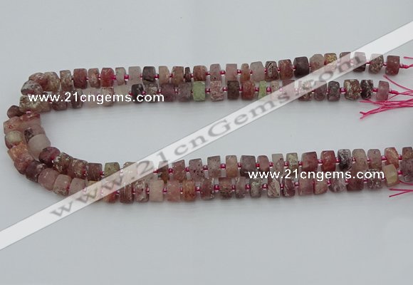 CRB460 15.5 inche 6*10mm tyre matte strawberry quartz gemstone beads