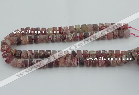 CRB461 15.5 inche 8*12mm tyre matte strawberry quartz gemstone beads