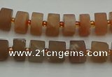 CRB463 15.5 inche 6*10mm tyre matte moonstone gemstone beads