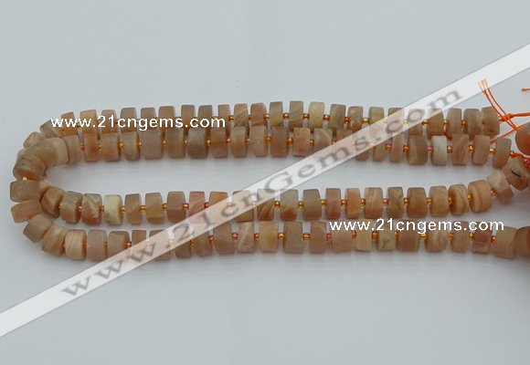 CRB464 15.5 inche 8*12mm tyre matte moonstone gemstone beads