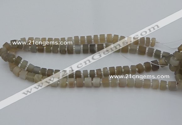 CRB466 15.5 inche 6*10mm tyre matte grey moonstone gemstone beads