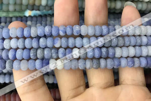 CRB5005 15.5 inches 4*6mm rondelle matte blue aventurine beads