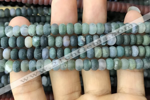 CRB5018 15.5 inches 4*6mm rondelle matte moss agate beads wholesale