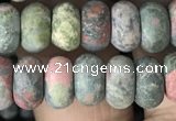 CRB5023 15.5 inches 4*6mm rondelle matte unakite beads wholesale