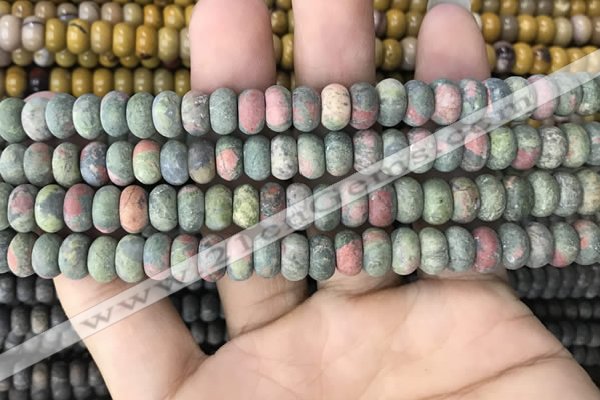 CRB5023 15.5 inches 4*6mm rondelle matte unakite beads wholesale