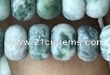 CRB5058 15.5 inches 5*8mm rondelle matte green spot stone beads