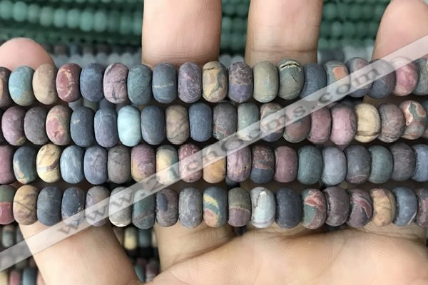 CRB5062 15.5 inches 5*8mm rondelle matte picasso jasper beads