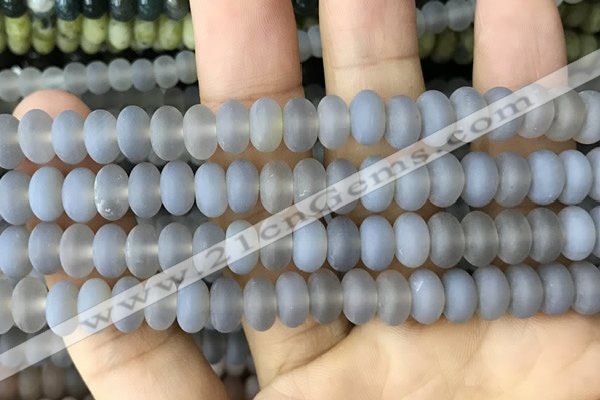 CRB5065 15.5 inches 5*8mm rondelle matte grey agate beads wholesale