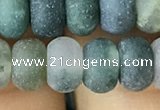 CRB5068 15.5 inches 5*8mm rondelle matte moss agate beads wholesale