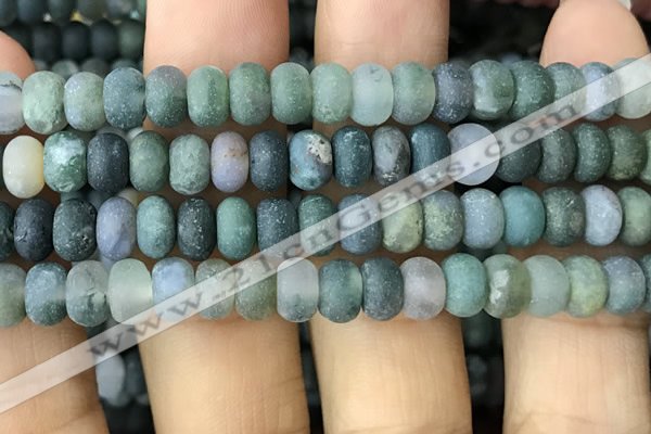 CRB5068 15.5 inches 5*8mm rondelle matte moss agate beads wholesale