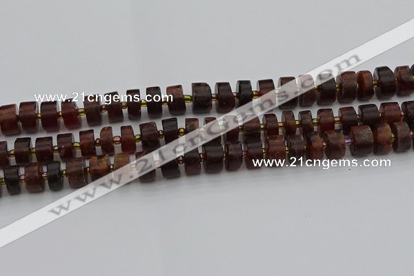 CRB507 15.5 inches 6*12mm tyre orange garnet beads wholesale