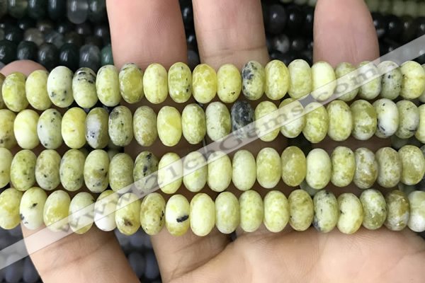 CRB5071 15.5 inches 5*8mm rondelle matte yellow pine turquoise beads