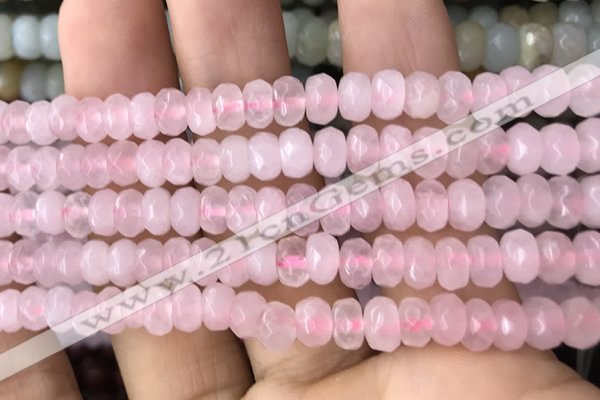 CRB5100 15.5 inches 4*6mm faceted rondelle rose quartz beads