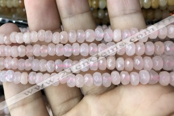 CRB5101 15.5 inches 4*6mm faceted rondelle rose quartz beads