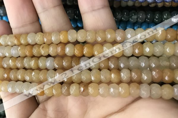 CRB5103 15.5 inches 4*6mm faceted rondelle yellow aventurine beads