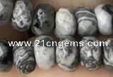 CRB5111 15.5 inches 4*6mm faceted rondelle grey picture jasper beads