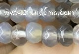 CRB5112 15.5 inches 4*6mm faceted rondelle grey agate beads