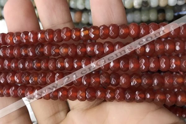 CRB5114 15.5 inches 4*6mm faceted rondelle red agate beads