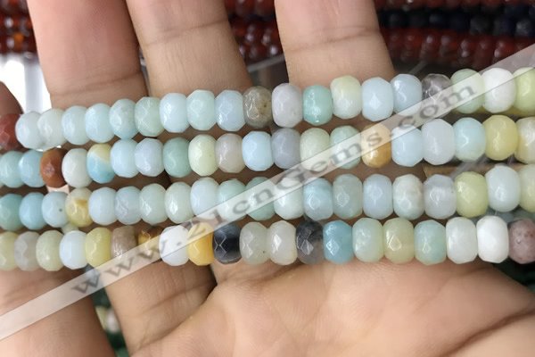 CRB5119 15.5 inches 4*6mm faceted rondelle amazonite beads wholesale