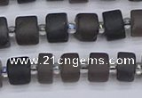 CRB512 15.5 inches 5*8mm tyre matte ice black obsidian beads