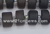 CRB514 15.5 inches 6*12mm tyre matte ice black obsidian beads