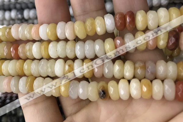 CRB5154 15.5 inches 5*8mm faceted rondelle yellow jade beads