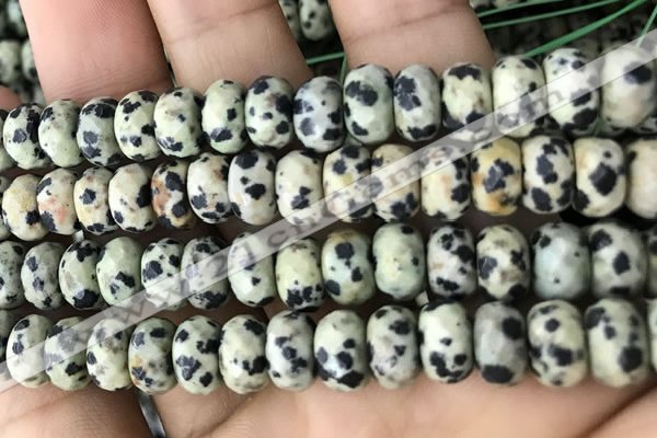 CRB5158 15.5 inches 5*8mm faceted rondelle dalmatian jasper beads