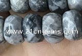 CRB5160 15.5 inches 5*8mm faceted rondelle grey picture jasper beads