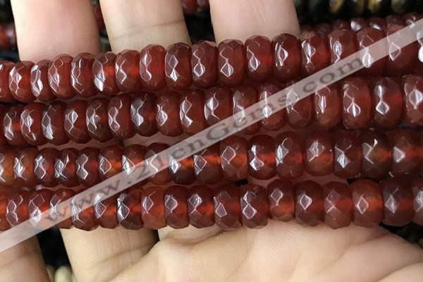 CRB5162 15.5 inches 5*8mm faceted rondelle red agate beads