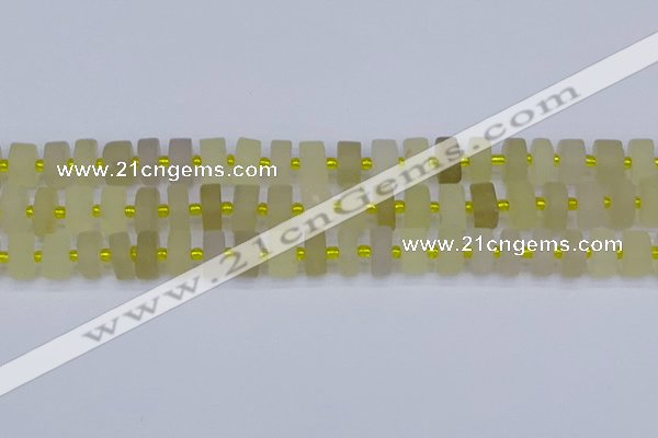 CRB519 15.5 inches 6*10mm tyre matte lemon quartz beads