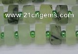 CRB525 15.5 inches 6*10mm tyre matte green rutilated quartz beads