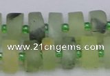 CRB526 15.5 inches 6*12mm tyre matte green rutilated quartz beads