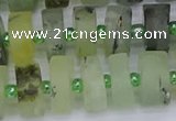 CRB527 15.5 inches 7*14mm tyre matte green rutilated quartz beads