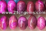 CRB5303 15.5 inches 4*6mm rondelle fuchsia crazy lace agate beads