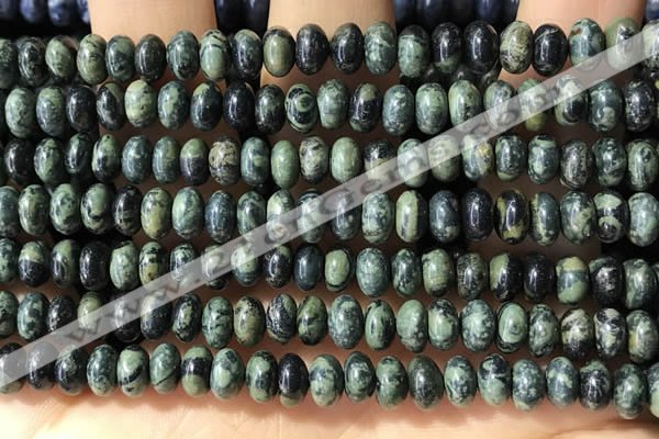 CRB5310 15.5 inches 4*6mm rondelle green picture jasper beads