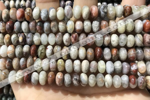 CRB5337 15.5 inches 5*8mm rondelle Mexican crazy lace agate beads