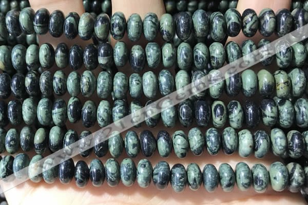 CRB5343 15.5 inches 5*8mm rondelle green picture jasper beads