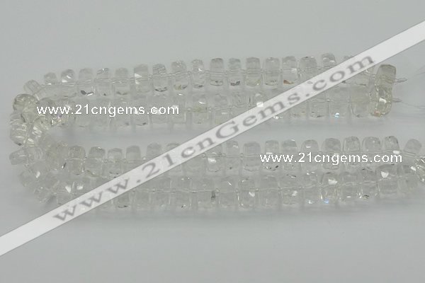 CRB551 15.5 inches 8*14mm faceted rondelle white crystal beads