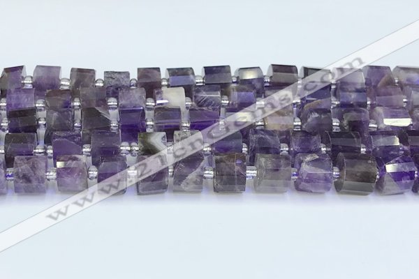 CRB5603 15.5 inches 7mm - 8mm faceted tyre amethyst beads