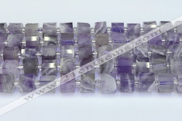 CRB5604 15.5 inches 7mm - 8mm faceted tyre amethyst beads