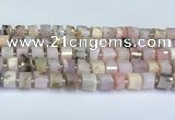 CRB5607 15.5 inches 7mm - 8mm faceted tyre pink opal beads