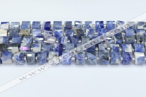 CRB5609 15.5 inches 7mm - 8mm faceted tyre sodalite beads