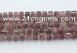 CRB5610 15.5 inches 7mm - 8mm faceted tyre strawberry quartz beads