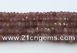 CRB5623 15.5 inches 6*10mm faceted rondelle strawberry quartz beads